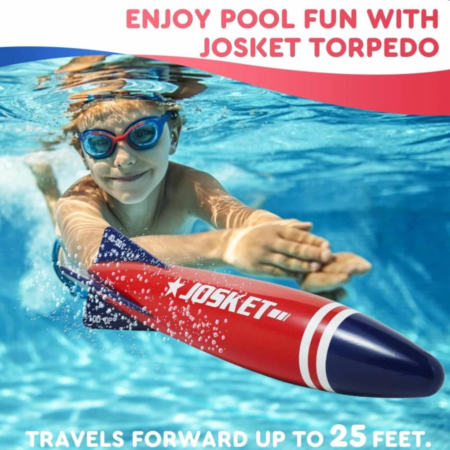 JOSKET 12 Inch Underwater Diving Torpedo Toys for Pool, Swimming Training, and Water Rocket Games for Kids and Adults