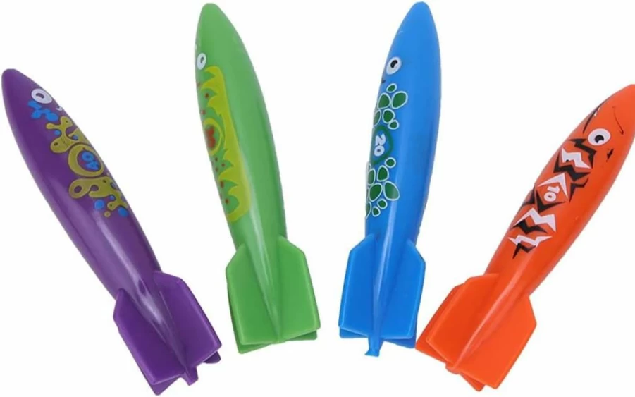 Drfeify Durable PVC Dive Toys - 4 Color Assortment for Underwater Fun