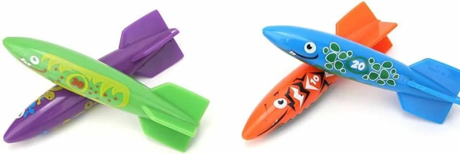 Drfeify Durable PVC Dive Toys - 4 Color Assortment for Underwater Fun
