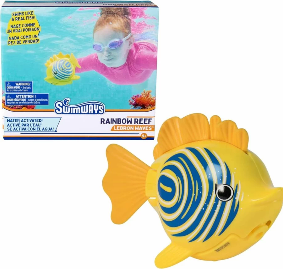 SwimWays Rainbow Reef Fish Toy for Kids - Battery-Powered Swimming Pool Toy, Learn to Swim Water Accessories, Fun Bath Toys for Children Ages 5+