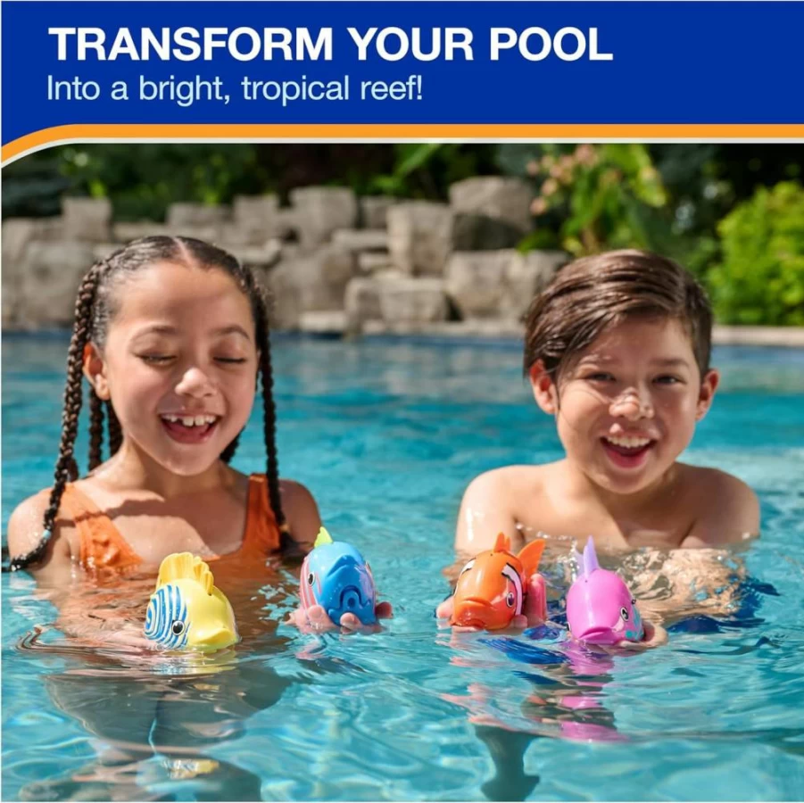 SwimWays Rainbow Reef Fish Toy for Kids - Battery-Powered Swimming Pool Toy, Learn to Swim Water Accessories, Fun Bath Toys for Children Ages 5+