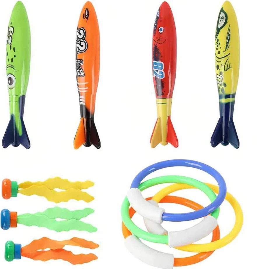 YUBAGOWU Kids Dive Rings Set - Underwater Swimming Pool Toys for Children Ages 5-12, Fun Water Training & Play Gear for Young Swimmers