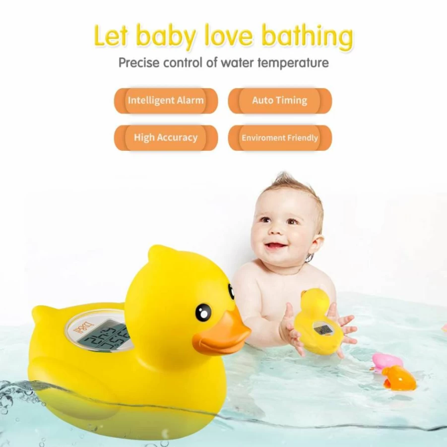 B&H Baby Bath & Room Thermometer - Floating Duck Toy with Upgraded Sensor, Safe Water Temperature Monitor for Infant Tubs (Diving-Goggles Design)