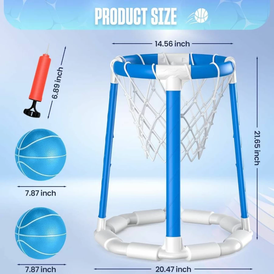 CHMYWJ Floating Pool Basketball Hoop Set with 2 Balls - Fun Outdoor & Indoor Water Game for Kids and Adults