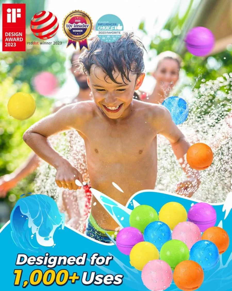 Tlitlimom Reusable Water Bomb Balloons - 12 Pack Self-Sealing Splash Balls for Kids Ages 3-12, Summer Outdoor Water Toys for Pool Beach Fun, Boys Girls Summer Games & Activities