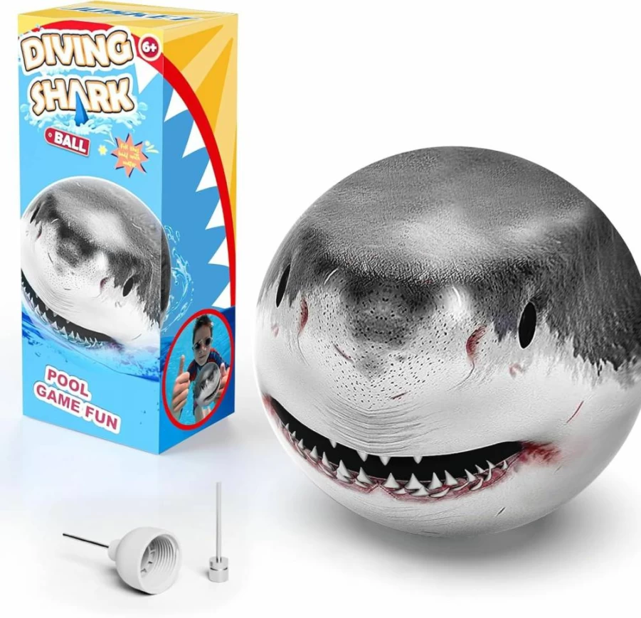 JOSKET 8.7 Inch Shark Dive Pool Ball - Fun Water Toys for Kids, Adults & Family Swimming Games, Sports & Pool Party Activities