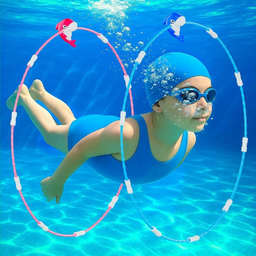 Zecckige 2 Pack Kids Swim Thru Rings - Blue & Pink Diving Pool Toys for Ages 3-12, Outdoor Water Sports Games, Underwater Training Dive Toys, Summer Swimming Gifts for Boys and Girls