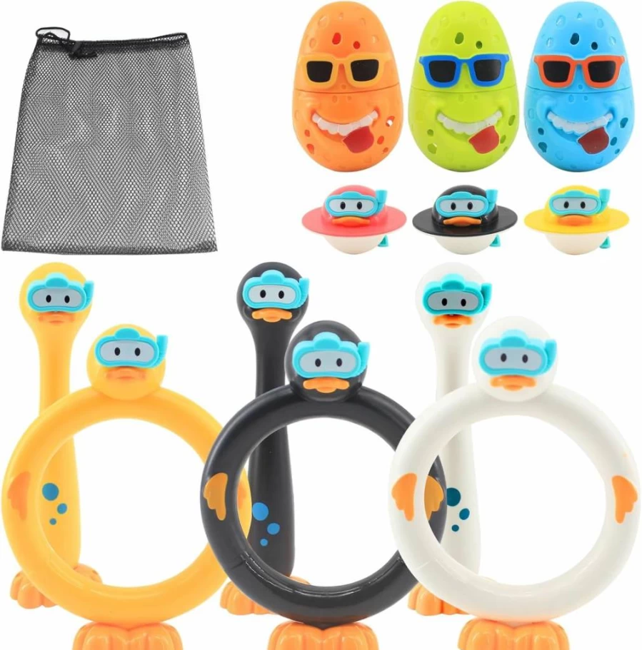 WUEURU 12-Pack Kids Pool Toys - Diving Ducks, Floating Rings & Underwater Games for Outdoor Swimming Fun