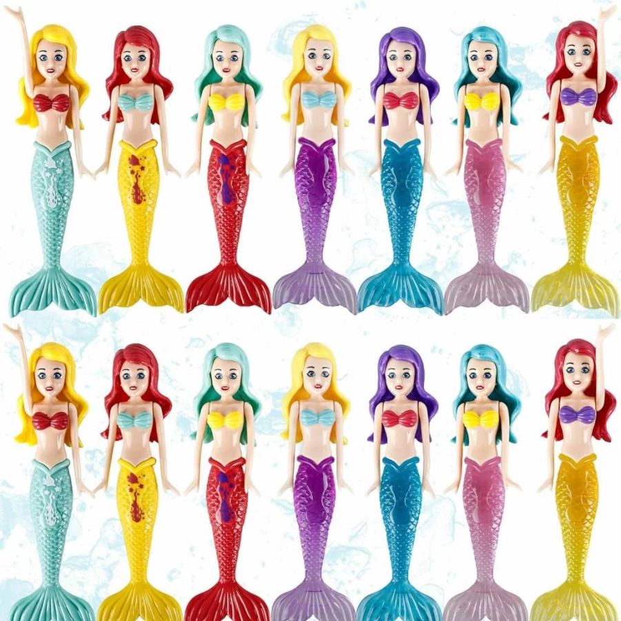 14 Pcs Hoarost Mermaid Pool Toys for Kids - Assorted Color Diving Toys for Swimming Pool Party, Bathtub & Beach Games - Fun Summer Water Play Supplies