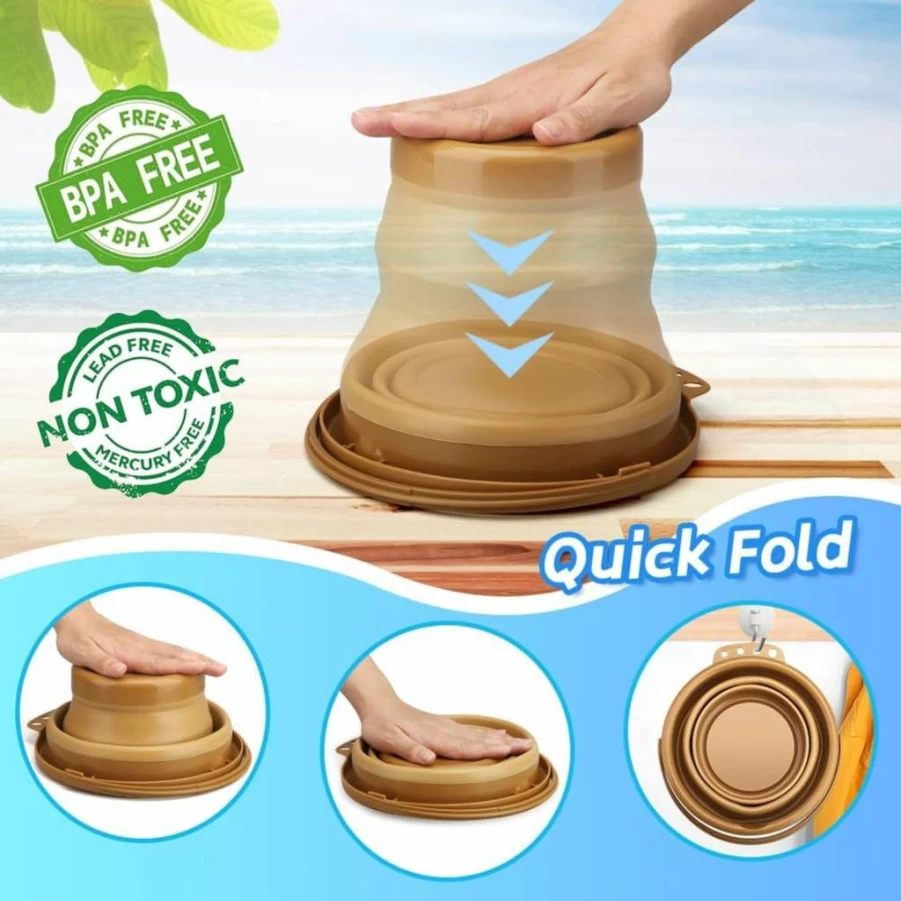 Dilabnba 3-Piece Collapsible Silicone Beach Buckets Set - Portable Foldable Pails for Sand, Camping, Garden, Easter Eggs & Outdoor Party Toys