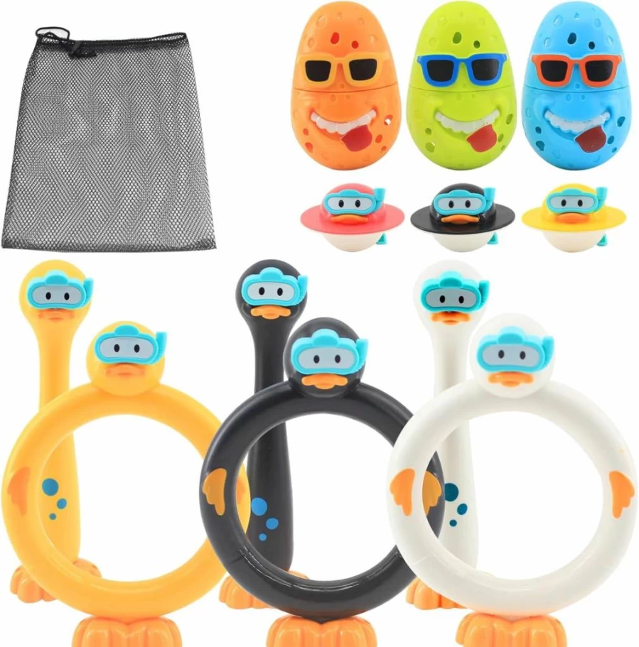 Timisea 12-Piece Duck Pool Diving Toys for Kids Ages 3-14, Fun Summer Swimming Pool Games & Diving Sticks for Outdoor Water Play