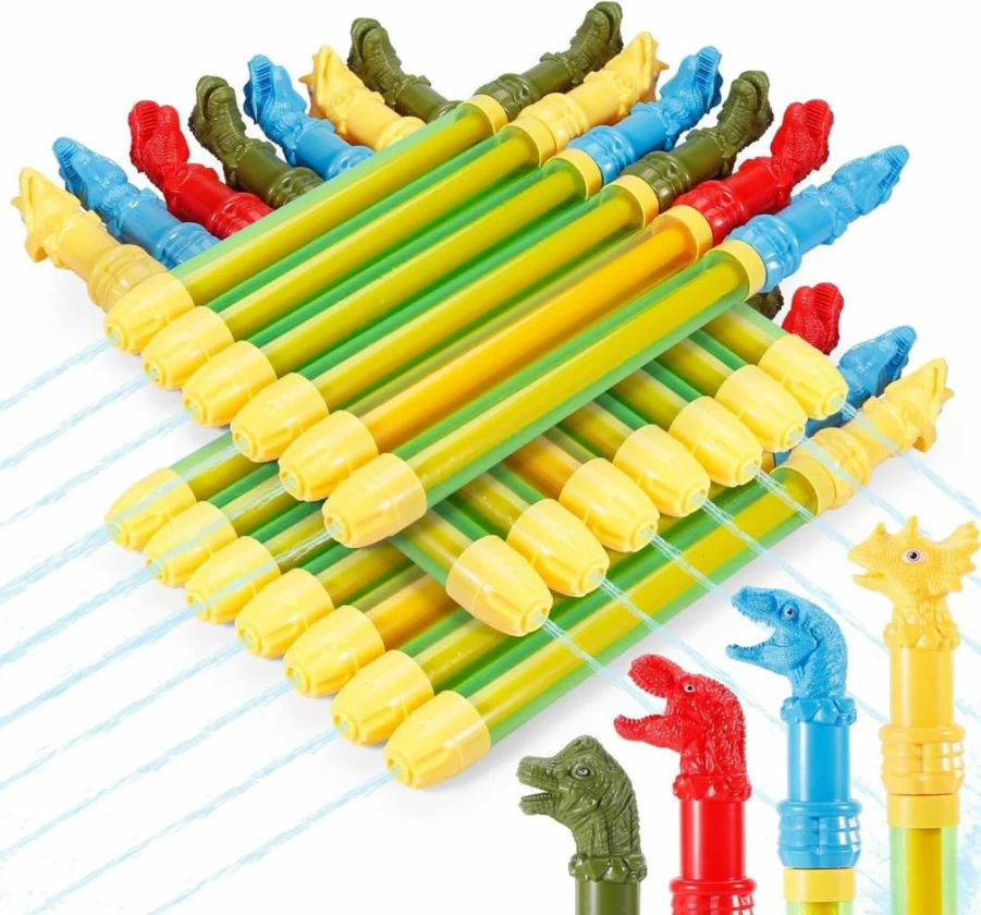 Pruusky 20 Pack Dinosaur Water Guns for Kids - Outdoor Summer Pool Toys, Beach Water Soaker Squirt Guns, Fun Backyard Games for Boys and Girls