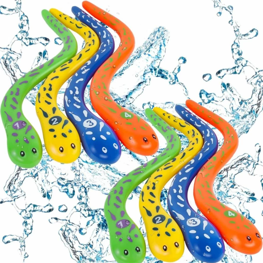 8 Pcs Adecortalk Underwater Snake Pool Toys for Kids - Fun Summer Swim Games for Toddlers, Boys, Girls & Teens - Ideal Pool Party Favors & Dive Toys