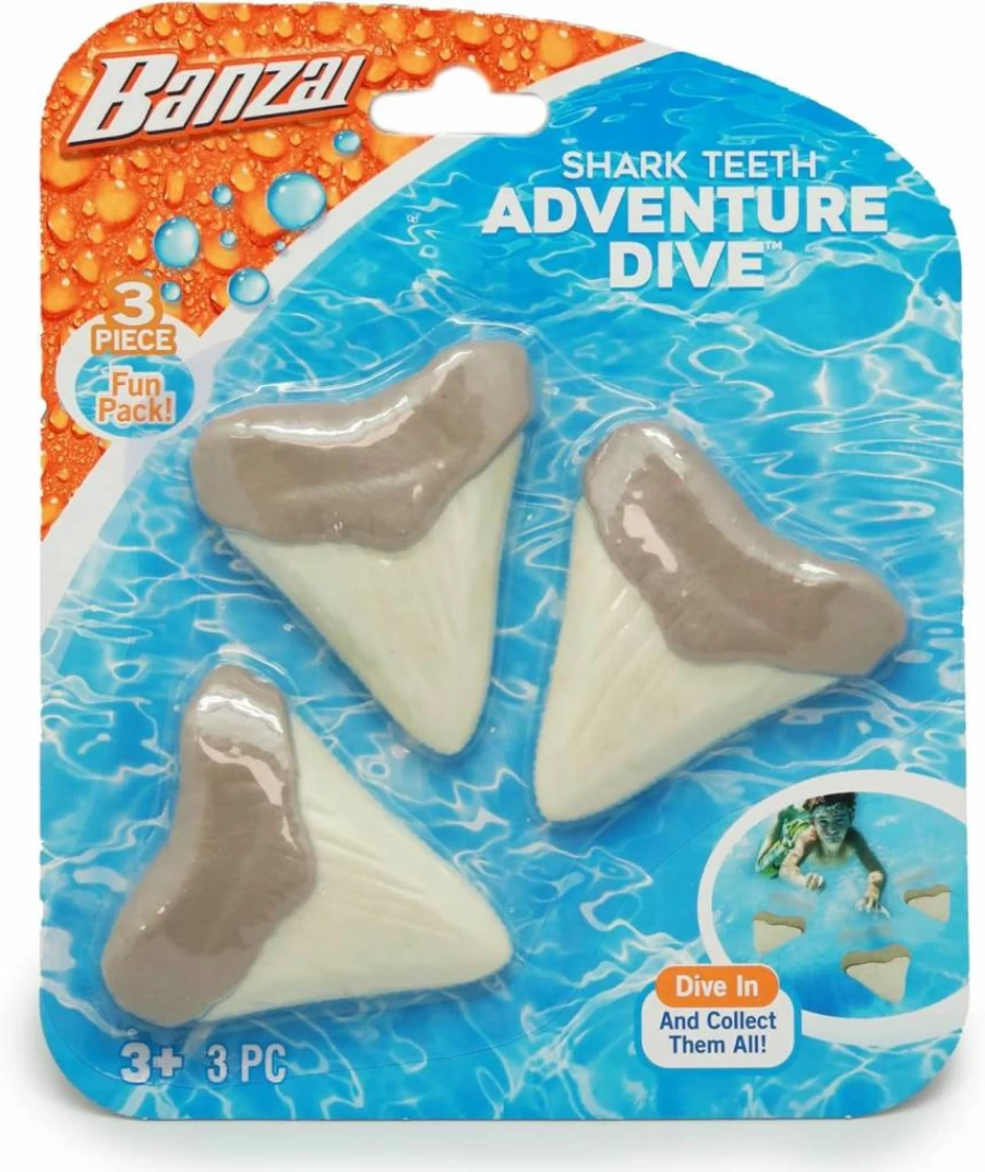 BANZAI Pool Shark Teeth Dive Toy - 3 Pack Water Adventure Game for Kids