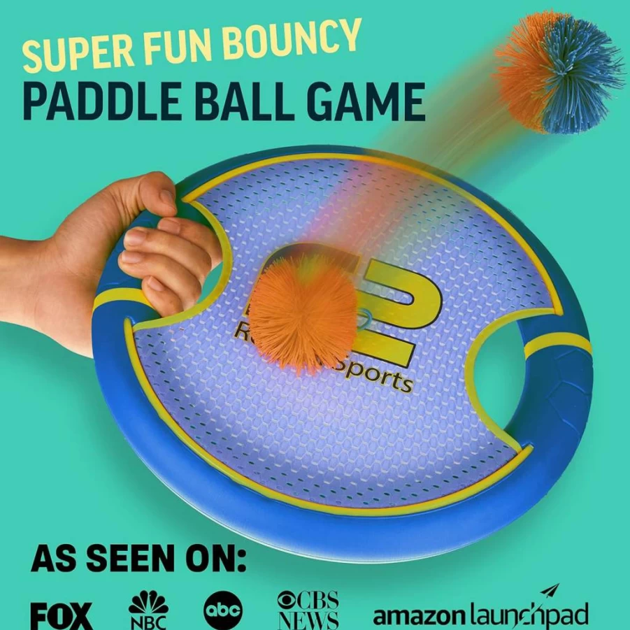 Refresh Sports Bouncy Paddle Ball Set - Soft Foam Toss & Catch Game for Kids Indoor Outdoor Play - Flying Disc Toy for Boys Girls Ages 4+ - Safe Fun Gift Idea