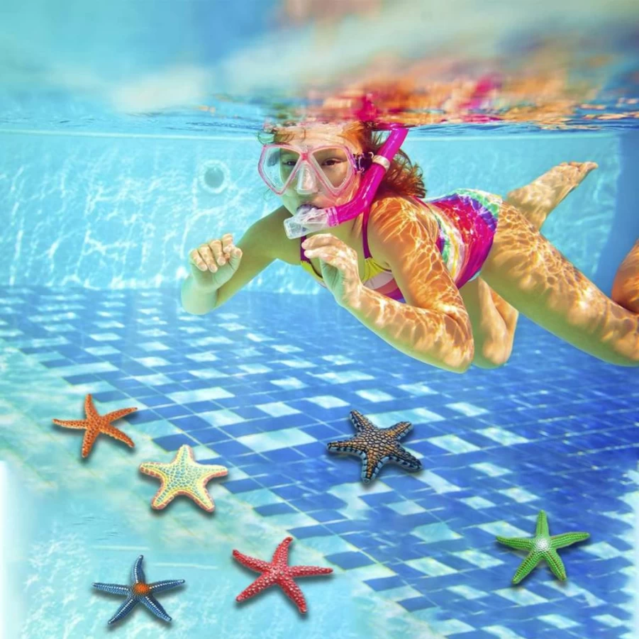 Juephe 8-Piece Colorful Diving Starfish Pool Toy Set - Fun Summer Swimming & Underwater Dive Throw Toys for Kids & Adults