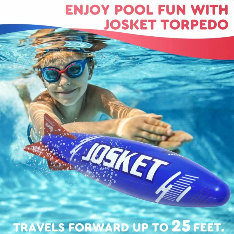 JOSKET 10 Inch Underwater Diving Torpedo Toys for Pool, Swimming Training, and Water Games - Fun Dive Rockets for Kids and Adults