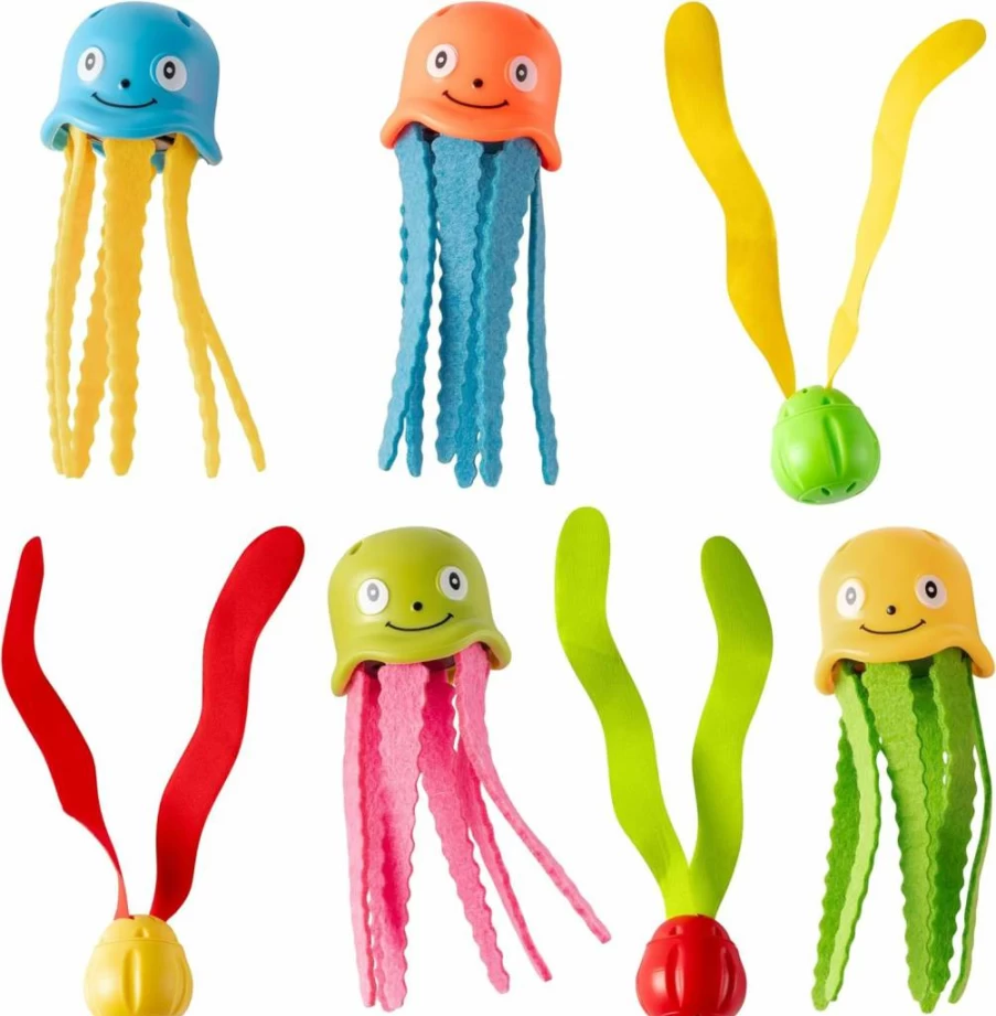 HlaitsWit 7Pcs Underwater Pool Toys Set - Colorful Octopus & Seaweed Diving Game for Kids, Summer Swim Party Accessories, Bath Water Fun Retrieval Activity