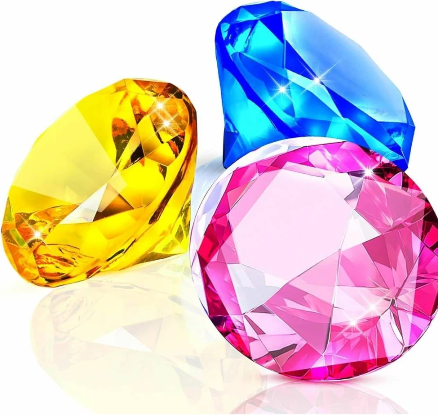 MARFOREVER 60mm Large Acrylic Diving Gems - Pirate Treasure Toys for Pool, Beach & Swimming Training - Summer Water Party Favors for Kids