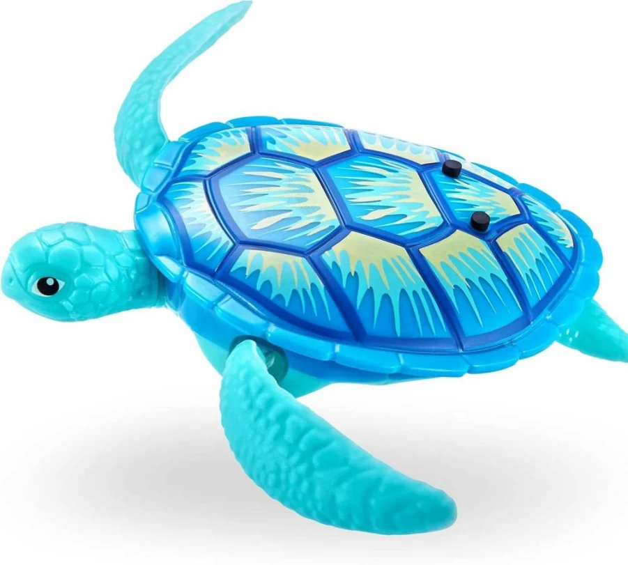 Robo Alive Robotic Swimming Turtle (2 Pack) - Water Activated Pool Toy with Batteries, Amazon Exclusive Orange & Blue Turtles by ZURU
