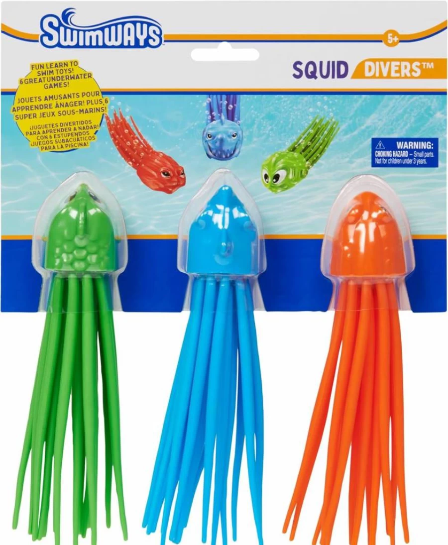 SwimWays Squidivers 3-Pack Kids Pool & Bath Diving Toys for Ages 5+, Fun Pool Party Supplies for Children