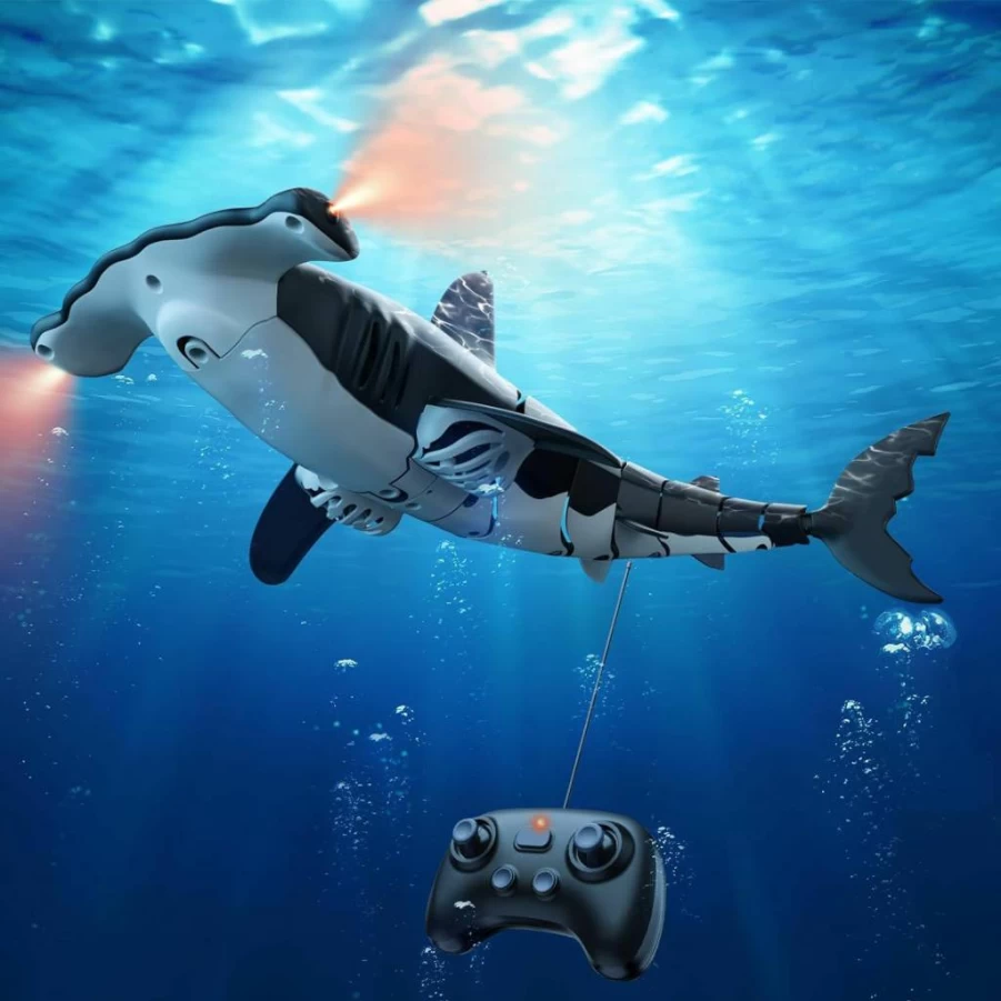 FYGurso Remote Control Shark Toy - Realistic Swimming Pool & Bath Toy for Kids, Best Gift for Boys Girls 6-12, Summer Water Games, Party Favors (Gray)