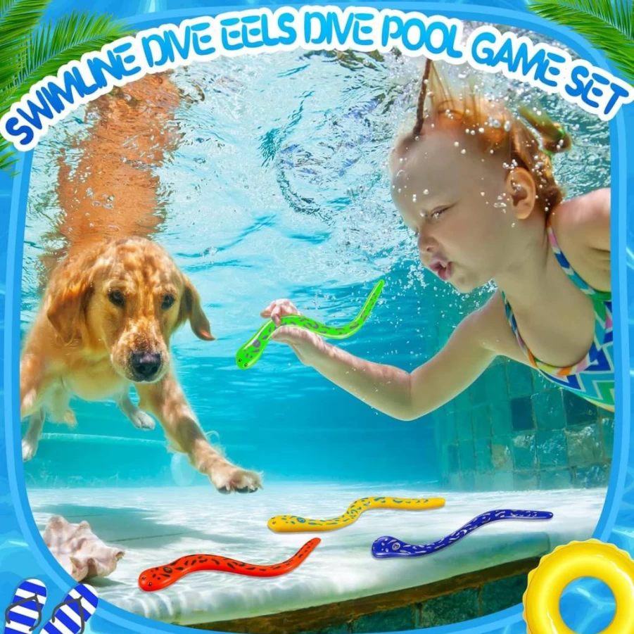 Civaner 4-Pack Underwater Dive Toys for Kids & Adults - Swimming Pool Snake Eel Game for Summer Fun, Boys, Girls, Teens