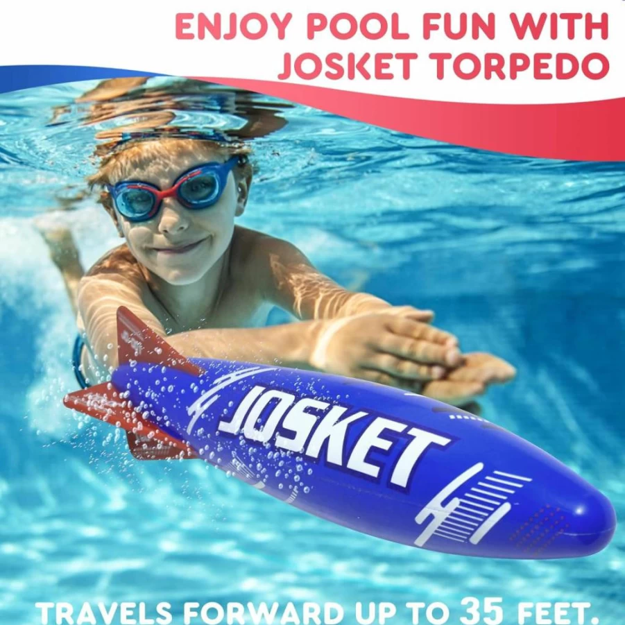 JOSKET 12 Inch Underwater Diving Torpedo Toys for Pool, Swimming Training, Water Rockets, and Dive Games - Fun Splash Bandits Torpedo for Kids & Adults