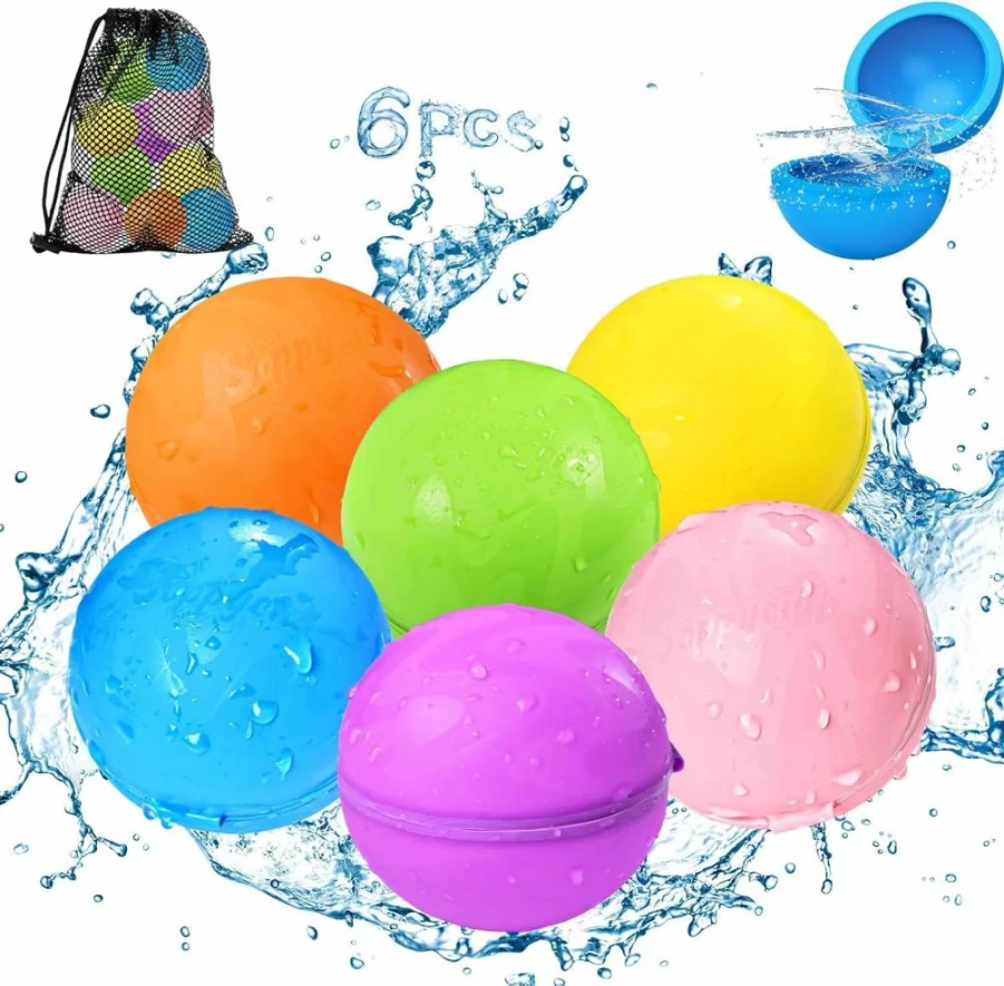 KOKODI 10Pcs Reusable Magnetic Water Balloons for Kids - Quick Fill Refillable Water Bomb Toys for Summer Outdoor Games, Pool, Beach & Backyard Activities