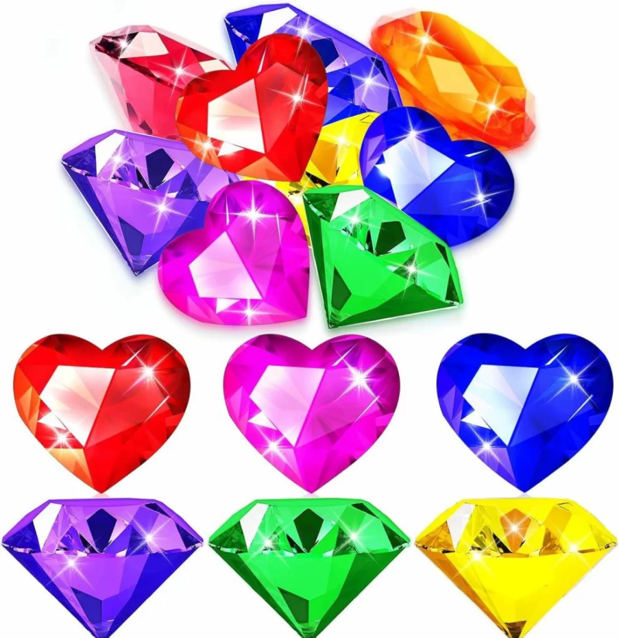 MARFOREVER 40mm Large Sinking Pool Gems - 18Pcs Pirate Treasure Hunt Acrylic Diamonds for Underwater Diving Toys, Summer Beach Party Swimming Gifts for Kids Boys Girls